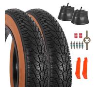 RUHUO 2-Pack 20x4.0 Pneu De Vélo Fat, 20 Pouce Pneus De VTT & Chambres à Air Jeu, Pneus De Vélo Pliants De Rechange avec Démonte pour VTT et VAE