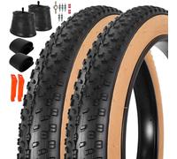 RUHUO Lot de 2 pneus et chambres à air 26 x 4,0, résistants aux crevaisons, pliables, compatibles avec les vélos électriques, VTT, VTT, parois latérales directionnelles de couleur peau 33TPI