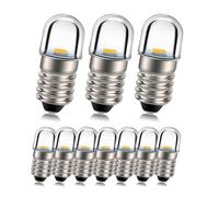 Ruiandsion 10 pièces 12 V E10 douille de Base ampoule LED 1 W blanc chaud remplacer torche phare phare Mini lampe frontale ampoules de lampe de poche