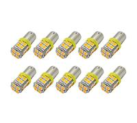 Ruiandsion 10pcs 12V BA9S Ampoule LED BA9 BA9S 53 57 1895 64111 Super Bright 200LM 2835 20SMD Chipset Ampoule LED pour intérieur Lumière Licence Eclaireurs de plaque, jaune/orange
