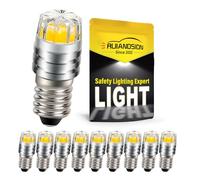 Ruiandsion 10pcs 2W COB 12V E10 LED de mise à niveau de remplacement de l'ampoule pour lampes de poche torche phare Lampe frontale, 4300K blanc chaud