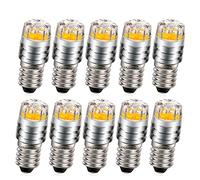 Ruiandsion 10pcs 2W COB 3V E10 LED de mise à niveau de remplacement de l'ampoule pour lampes de poche torche phare Lampe frontale, 2700K jaune