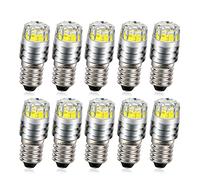 Ruiandsion 10pcs 2W COB 3V E10 LED de mise à niveau de remplacement de l'ampoule pour lampes de poche torche phare Lampe frontale, Blanc