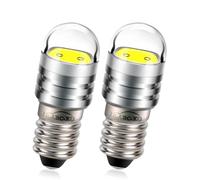 Ruiandsion 2pcs 12V E10 Base Socket Ampoule LED COB 2W LED Mise À Niveau Ampoule Remplacement pour Phares Lampes De Poche Torche Ampoules, 6500K Blanc