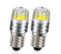 Ruiandsion 2pcs 2W COB 12V E10 LED de mise à niveau de remplacement de l'ampoule pour lampes de poche torche phare Lampe frontale, Blanc