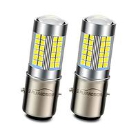 Ruiandsion 2pcs BA20D Ampoule De Phare À LED DC 10-30V Hi/Lo Double faisceau LED Ampoule De Phare De Moto 3030 60SMD Chipset Avec Projecteur, Blanc Xenon 6000K