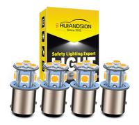 Ruiandsion 4 PCS LED blanc chaud 1157 BAY15D LED Ampoules P21/5W AC 6-30V 12V Non-polaire Remplacement d'ampoules pour le recul, le freinage, les feux arrière et l'éclairage du camping-car RV