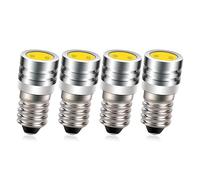 Ruiandsion 4pcs 12V E10 ampoules LED super brillant COB 4300K ampoules LED blanc chaud pour lampe de poche