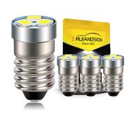 Ruiandsion 4pcs 6V E10 LED Ampoule 3030 3SMD Ampoule de rechange LED blanche Mise à niveau pour lampe de poche Lampe torche, Terre négative