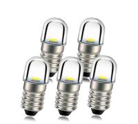 Ruiandsion 5 pièces E10 douille de base ampoule LED 1W 12V blanc remplacer torche phare phare Mini lampe frontale ampoules de lampe de poche, terre négative