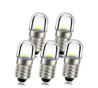 Ruiandsion 5 pièces E10 douille de base ampoule LED 1W 6V blanc remplacer torche phare phare Mini lampe frontale ampoules de lampe de poche, terre négative