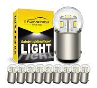 Ruiandsion Ampoule LED BA15D 24V Blanc 1130 1142 1176 3014 12SMD Ampoules LED de remplacement pour feux arrières de voiture, remorque, bateau, camping-car (Lot de 10)