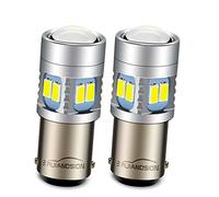 Ruiandsion Ampoule LED BA15D 6-24V 5730 12SMD - Pour feux arrière, stop, recul - Double contact - Blanc - Compatible 1130 1142 1176 - Lot de 2