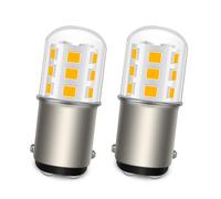 Ruiandsion BA15D 1196 LED Ampoules AC DC 12-24V 2835 21SMD 3000K Blanc chaud LED Ampoules de voiture pour RV, caravane, bateau intérieur, feux arrière, non-polarité 2PCS
