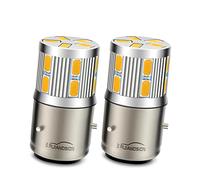 Ruiandsion BA21D Ampoule LED Blanc Chaud DC 6-30V Super Bright 5730 17SMD Chips Hi/Lo Beam Ampoule LED de remplacement pour phare de moto, Pack de 2