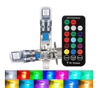 Ruiandsion H1 LED Fog light Bulb RGB 12V 12 volt Car Interior Fog light 16 Colors Remote Control Light Car Lighting Upgrade(Pack of 2)