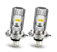 Ruiandsion H4 LED Ampoule de Phare de Moto Hi/Lo Beam Blanc/Jaune Super Bright 9003 P43t DC 12-85V Ampoule LED de Remplacement pour Phare de Moto, Non Polarité (Paquet de 2)