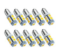 Ruiandsion Lot de 10 ampoules LED 12 V BA9S 53 57 1895 64111 super lumineuses 5050 9SMD pour plaque d'immatriculation, éclairage de carte, blanc chaud