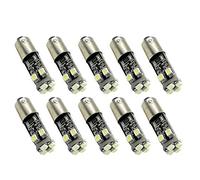 Ruiandsion Lot de 10 ampoules LED Canbus 12 V BA9 BA9S 53 57 1895 64111 super lumineuses 2835 8SMD utilisées pour les feux de courtoisie latéraux, sans polarité.