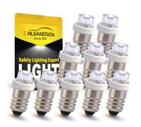 Ruiandsion Lot de 10 ampoules LED E10 12V Blanc/bleu/rouge/vert/jaune E10 Base Ampoule LED mise à niveau pour phares de poche lampe de poche lampe frontale mini lampe frontale, terre négative, blanc