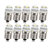 Ruiandsion Lot de 10 ampoules LED E10 6 V COB 0,5 W 6000 K blanches LED de rechange pour lampe de poche, lampes de travail, sans polarité
