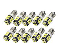 Ruiandsion Lot de 10 ampoules LED E10 de base 2835 20SMD 12 V 1 W de remplacement pour lampes de poche lampe torche à terre négative (blanc/blanc chaud/jaune)