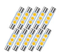 Ruiandsion Lot de 10 ampoules LED Festoon 31 mm Blanc chaud 5050 3SMD pour intérieur de voiture, plafonnier, carte, miroir