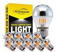 Ruiandsion Lot de 10 en vrac lampes LED à filament dimmables G45 couronne argentée, E27/E26 4W 2700K blanc chaud, équivalent 40W pour décoration intérieure d'hôtel et chambres d'hôtes