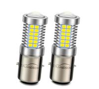Ruiandsion Lot de 2 ampoules de phare LED BA20D blanches H6 DC 6 V super lumineuses 2835 54SMD avec lentille de projection pour phare de moto, sans polarité