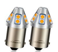 Ruiandsion Lot de 2 ampoules LED 1156 Jaune Ambre 6-30V BA15S 7506 6V 12V 24V pour feux de recul, clignotants, feux arrière pour voitures, motos, camions, sans polarité