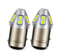 Ruiandsion Lot de 2 ampoules LED 1157 blanches 6-30 V 2357 2057 7528 1034 BAY15D double fonction 6 V 12 V 24 V 3030 10SMD puces LED de remplacement pour feux de recul de voiture et moto, sans polarité
