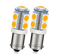 Ruiandsion Lot de 2 ampoules LED 12 V BA9S BA9 BA9S 53 57 1895 64111 super lumineuses 5050 9SMD pour éclairage intérieur, plaque d'immatriculation, éclairage de carte, blanc chaud