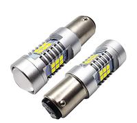 Ruiandsion Lot de 2 ampoules LED BAZ15D 12-24 V 2835 21SMD super lumineuses pour feu de recul (blanc)