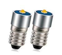 Ruiandsion Lot de 2 ampoules LED E10 6-30 V 3 W 1SMD 3000 K blanc chaud de rechange pour phares, lampes torches, sans polarité