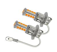 Ruiandsion Lot de 2 ampoules LED H3 10-16 V super lumineuses 2835 18SMD 3000 K jaune pour feux de brouillard ou feux de circulation diurnes