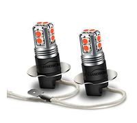 Ruiandsion Lot de 2 ampoules LED H3 antibrouillard 6-40V rouge super-lumineuses 2835 10 puces SMD pour phares antibrouillard de voiture