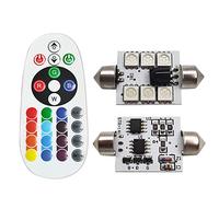 Ruiandsion Lot de 2 ampoules LED RGB 41 mm avec télécommande, 569 578 211-2 212-2 LED Changement de couleur pour intérieur de voiture