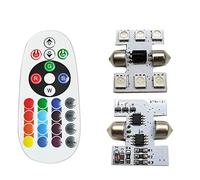 Ruiandsion Lot de 2 ampoules LED RGB avec télécommande, DE3175 DE3022 6428 3175 16 couleurs changeantes pour intérieur de voiture
