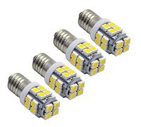 Ruiandsion Lot de 4 ampoules LED E10 2835 20SMD 12 V 1 W de remplacement pour lampes frontales, lampes torches, blanc chaud 4000 K