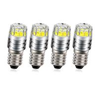 Ruiandsion Lot de 4 ampoules LED E10 3 V COB 2 W de remplacement pour lampe de poche, lampe de poche, feux arrière, blanc
