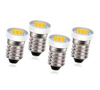 Ruiandsion Lot de 4 ampoules LED E10 6 V à vis miniature pour lampes frontales, lampes de poche, lampes de travail, blanc chaud