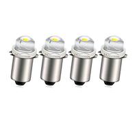 Ruiandsion Lot de 4 ampoules LED P13.5S AC 6 V 0,5 W Blanc 6 000 K Pour lampe de poche, non polaire, convient à la fois à la terre négative et à la terre positive.