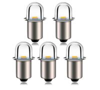 Ruiandsion - Lot de 5 ampoules LED de rechange pour lampe de poche P13.5S - Blanc chaud - 3 V - Masse négative