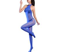 RUIBAVYA Femme Bodystocking Collant Brillant Collant Ouvert Lingerie Sexy Combinaison Resille