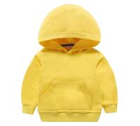 RUIBETYHUA Pull pour enfants garçons et filles en coton décontracté avec poche - Sweat à capuche à manches longues - Pour enfants de 1 à 7 ans, jaune, 12-18 mois