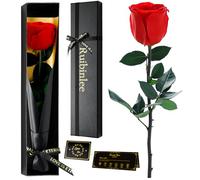 Ruibinlee Rose Eternelle, Cadeau Femme Noel, Fleur Éternelle en Vraie Rose avec Tige, Cadeaux pour Femme, Maman, Amie, Belle-Mère ou Sœur, Fleur Préservée en Coffret Cadeau pour Un