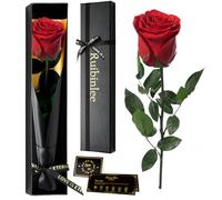 Ruibinlee Rose Eternelle,Cadeau Fete des Mere, Fleur Éternelle en Vraie Rose avec Tige, Cadeaux pour Femme, Maman, Amie, Belle-Mère ou Sœur, Fleur Préservée en Coffret Cadeau pour Un Anniversaire
