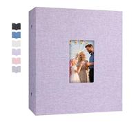 Ruibytree Album Photo Pochettes 10x15 pour 1000 Photos, Extra Grand Format, Couverture en Lin avec Fenêtre Avant, Accueille Photos Horizontal et Vertical, Idéal pour Famille, Mariage (Violet)