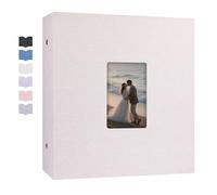 Ruibytree Album Photo Pochettes 10x15 pour 1000 Photos, Extra Grand Format, Couverture en Lin avec Fenêtre Avant, Accueille Photos Horizontal et Vertical, Idéal pour Famille, Mariage (Beige)