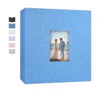 Ruibytree Album Photo Pochettes 10x15 pour 1000 Photos, Extra Grand Format, Couverture en Lin avec Fenêtre Avant, Accueille Photos Horizontal et Vertical, Idéal pour Famille, Mariage (Bleu)